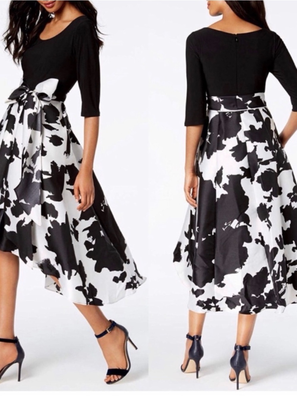 R&M Richards Black Dress with White Label Accents